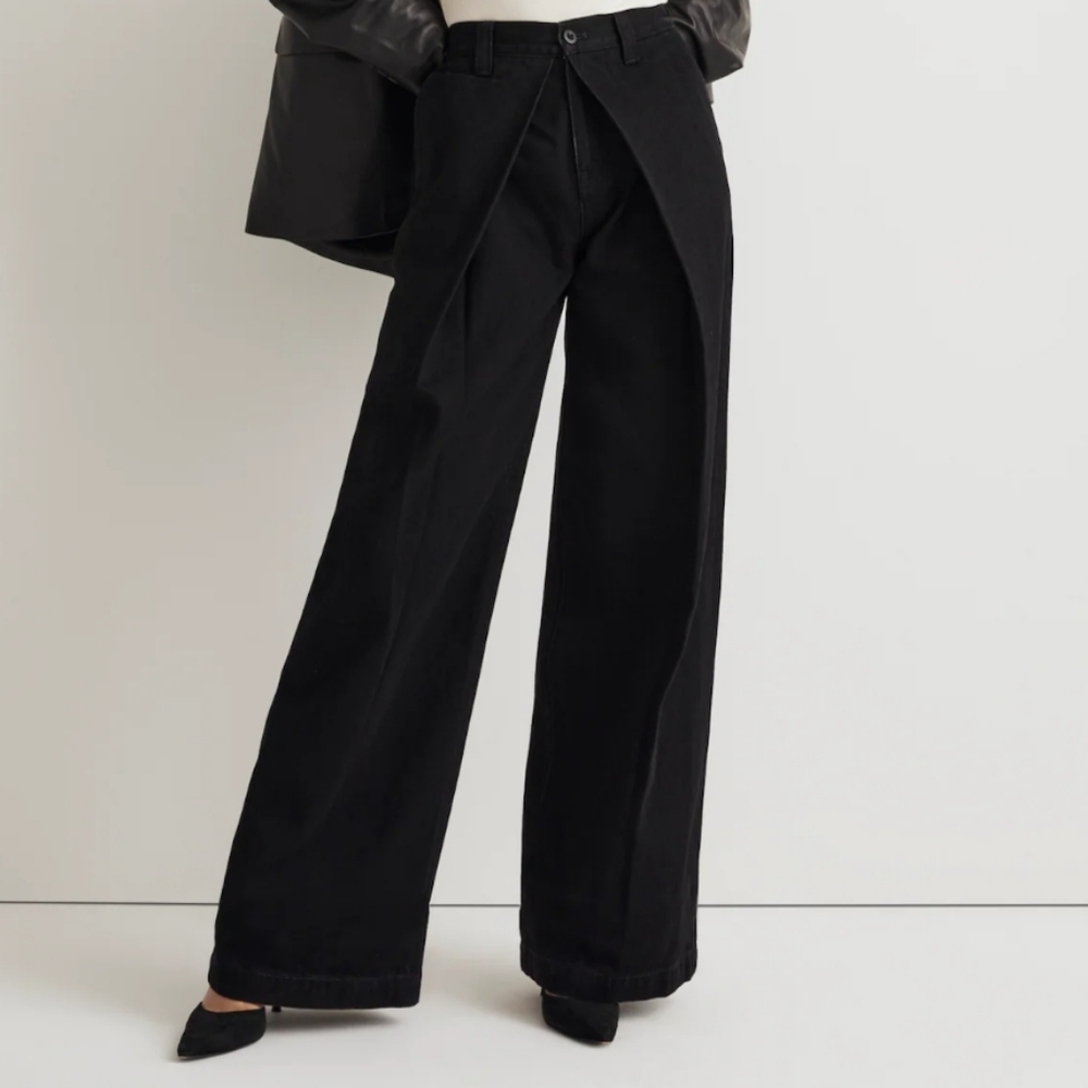 Nwt-Madewell Extrawide-Leg Trouser Jeans in Wilkes Wash: Pleat Edition Size W 23